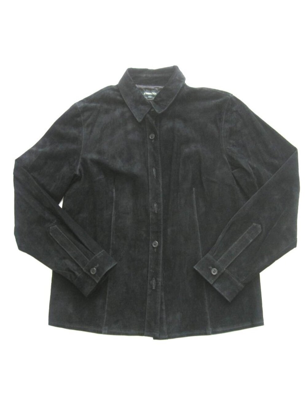 VTG Bushwacker‎ Black Suede Leather Shirt Jacket L Shacket (Made in USA) WJ98
